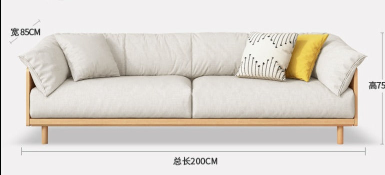 ELLIE Scandinavian Sofa Japanese Nordic Style Full Wood Frame 90 to 260 cm ( 1, 2 3 Seater, Choice of 6 Size, 5 Color )