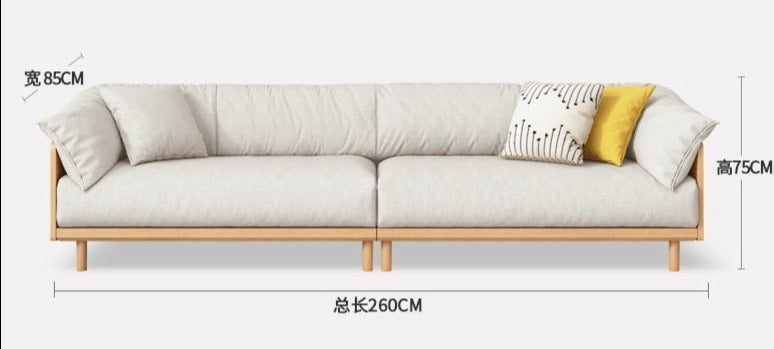 ELLIE Scandinavian Sofa Japanese Nordic Style Full Wood Frame 90 to 260 cm ( 1, 2 3 Seater, Choice of 6 Size, 5 Color )