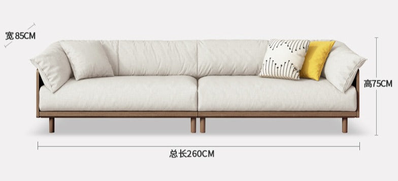 ELLIE Scandinavian Sofa Japanese Nordic Style Full Wood Frame 90 to 260 cm ( 1, 2 3 Seater, Choice of 6 Size, 5 Color )