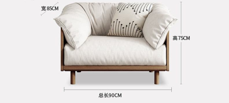 ELLIE Scandinavian Sofa Japanese Nordic Style Full Wood Frame 90 to 260 cm ( 1, 2 3 Seater, Choice of 6 Size, 5 Color )