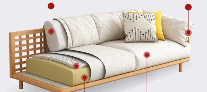 ELLIE Scandinavian Sofa Japanese Nordic Style Full Wood Frame 90 to 260 cm ( 1, 2 3 Seater, Choice of 6 Size, 5 Color )