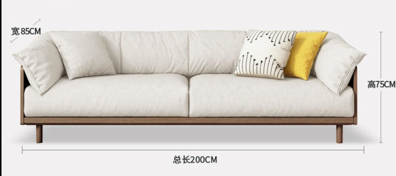 ELLIE Scandinavian Sofa Japanese Nordic Style Full Wood Frame 90 to 260 cm ( 1, 2 3 Seater, Choice of 6 Size, 5 Color )