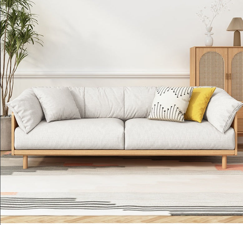 ELLIE Scandinavian Sofa Japanese Nordic Style Full Wood Frame 90 to 260 cm ( 1, 2 3 Seater, Choice of 6 Size, 5 Color )