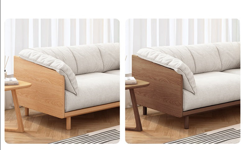 ELLIE Scandinavian Sofa Japanese Nordic Style Full Wood Frame 90 to 260 cm ( 1, 2 3 Seater, Choice of 6 Size, 5 Color )