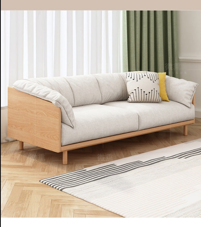 ELLIE Scandinavian Sofa Japanese Nordic Style Full Wood Frame 90 to 260 cm ( 1, 2 3 Seater, Choice of 6 Size, 5 Color )