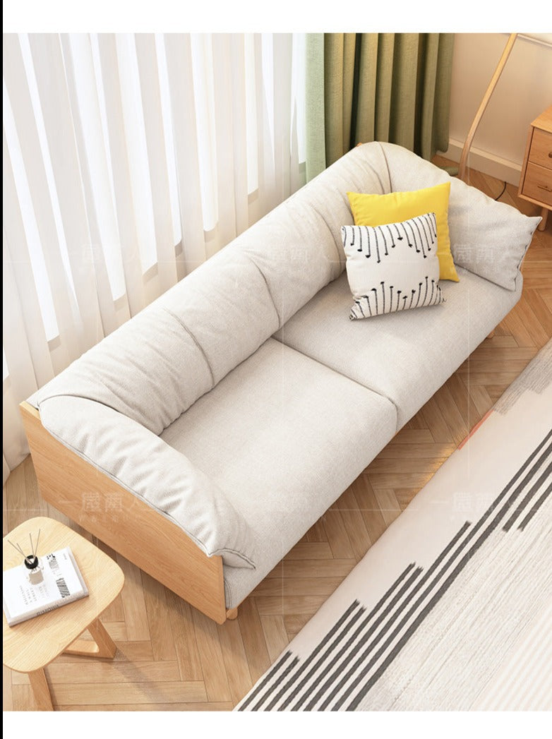 ELLIE Scandinavian Sofa Japanese Nordic Style Full Wood Frame 90 to 260 cm ( 1, 2 3 Seater, Choice of 6 Size, 5 Color )