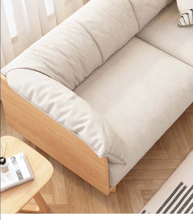ELLIE Scandinavian Sofa Japanese Nordic Style Full Wood Frame 90 to 260 cm ( 1, 2 3 Seater, Choice of 6 Size, 5 Color )