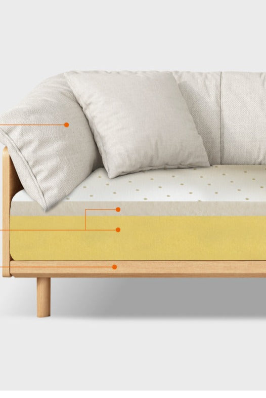 ELLIE Scandinavian Sofa Japanese Nordic Style Full Wood Frame 90 to 260 cm ( 1, 2 3 Seater, Choice of 6 Size, 5 Color )