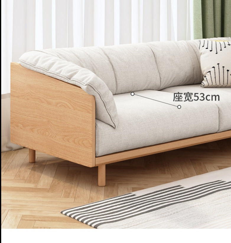 ELLIE Scandinavian Sofa Japanese Nordic Style Full Wood Frame 90 to 260 cm ( 1, 2 3 Seater, Choice of 6 Size, 5 Color )