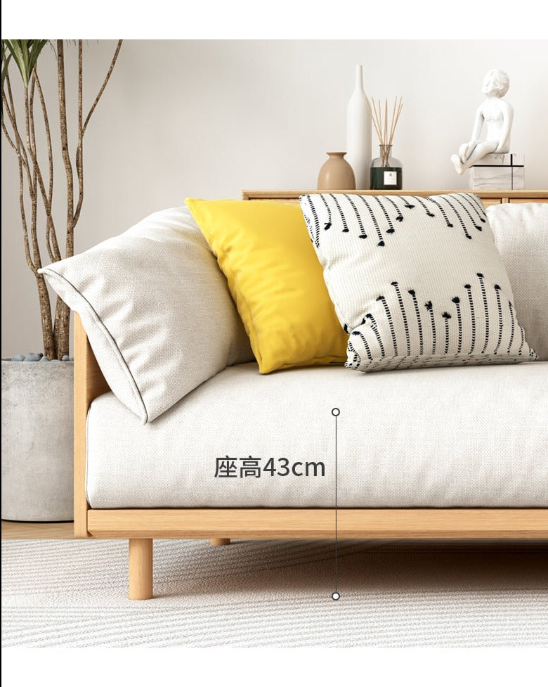 ELLIE Scandinavian Sofa Japanese Nordic Style Full Wood Frame 90 to 260 cm ( 1, 2 3 Seater, Choice of 6 Size, 5 Color )