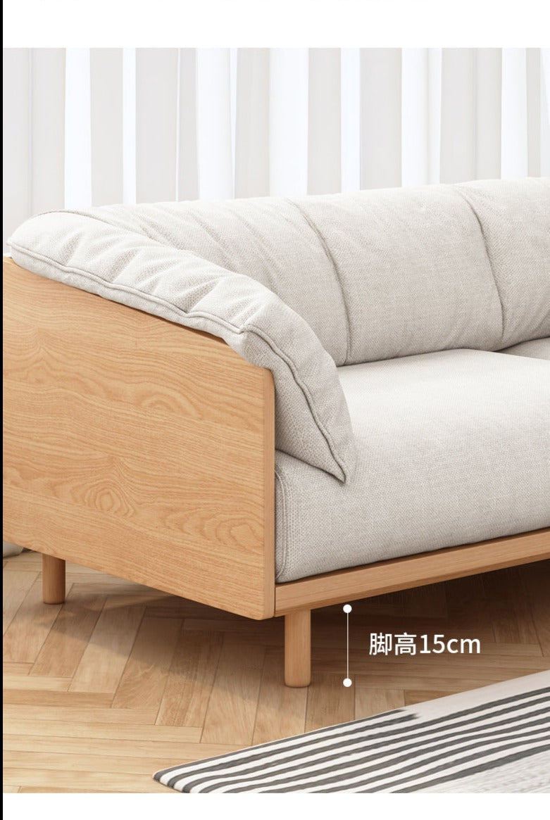 ELLIE Scandinavian Sofa Japanese Nordic Style Full Wood Frame 90 to 260 cm ( 1, 2 3 Seater, Choice of 6 Size, 5 Color )