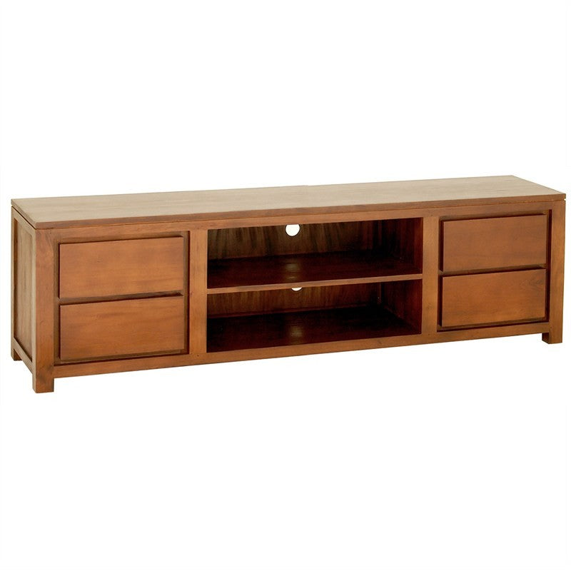 Naples Solid TeakTimber 4 Drawer 200cm TV Unit - Light Pecan SFS638SB-004-TA-200-LP_1