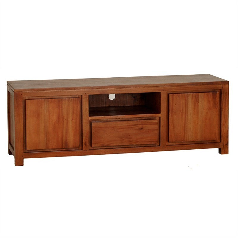 Naples Solid Teak Timber 2 Door Single Drawer 160cm TV Unit - Light Pecan SFS638SB-201-TA-LP_1