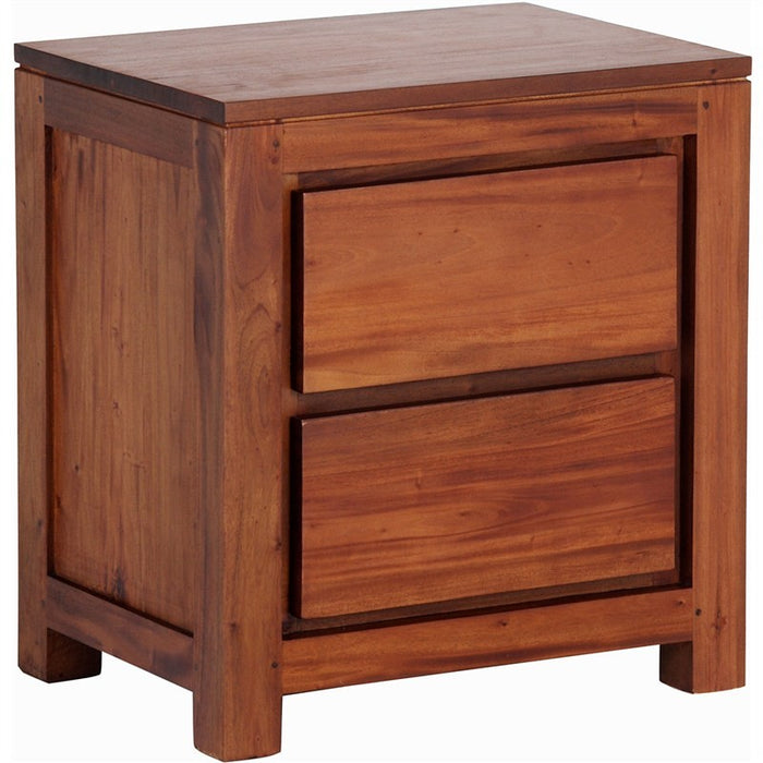 Naples Solid Teak Timber 2 Drawer Bedside Table - Light Pecan SFS638BS-002-TA-LP_1