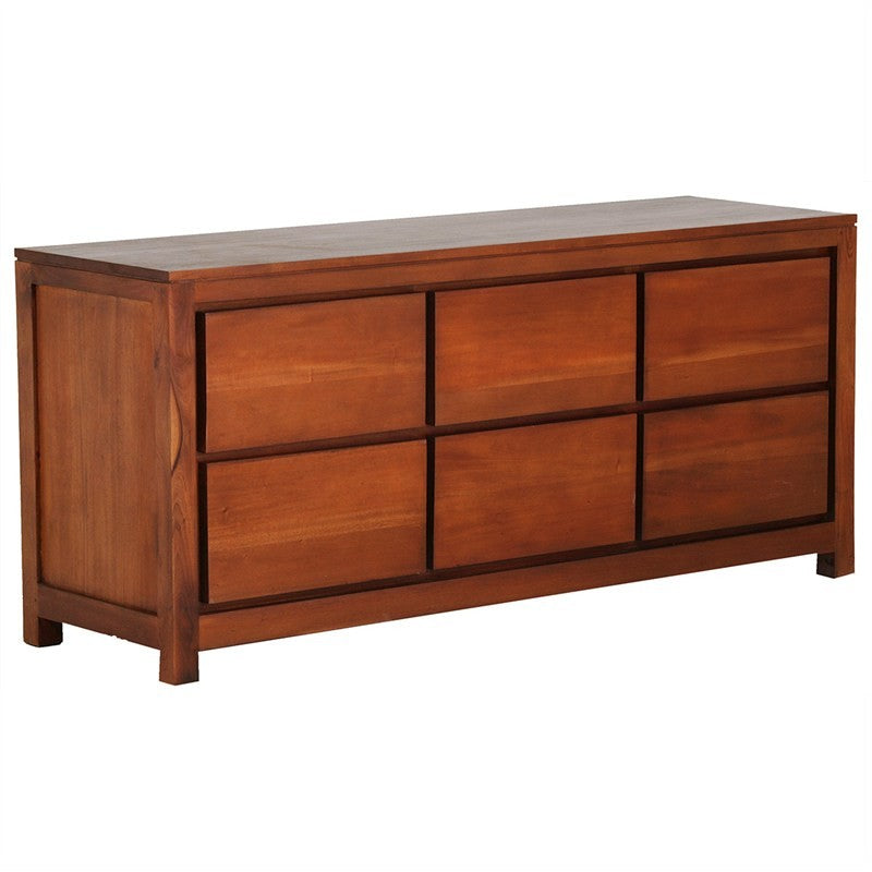 Naples Solid Teak Timber 6 Drawer Dresser, Light PecanSFS638SB-006-TA-LP_1