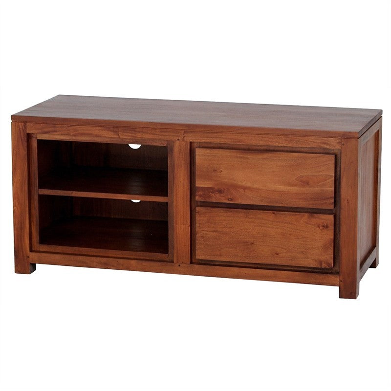 Naples Solid Teak Timber Side Drawer 120cm TV Unit - Light Pecan SFS638SB-002-TA-LP_1