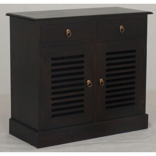 Washington Teak Stripe Door 2 Drawer Buffet Shoe Cabinet SFS638