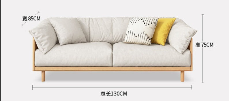 ELLIE Scandinavian Sofa Japanese Nordic Style Full Wood Frame 90 to 260 cm ( 1, 2 3 Seater, Choice of 6 Size, 5 Color )