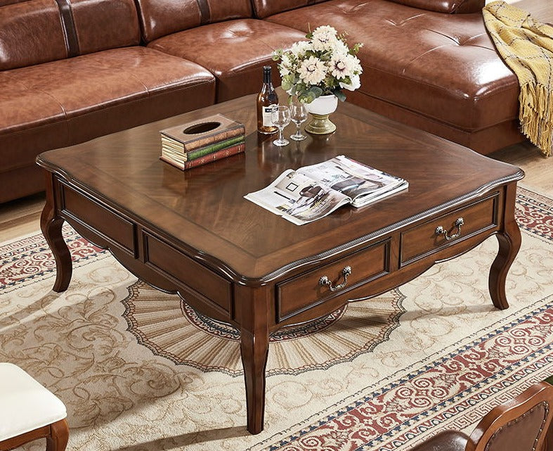 Ava Hilton Coffee Table American Style Solid Wood Square Coffee Table / Rectangular ( Select from 2 Color, 5 Size )