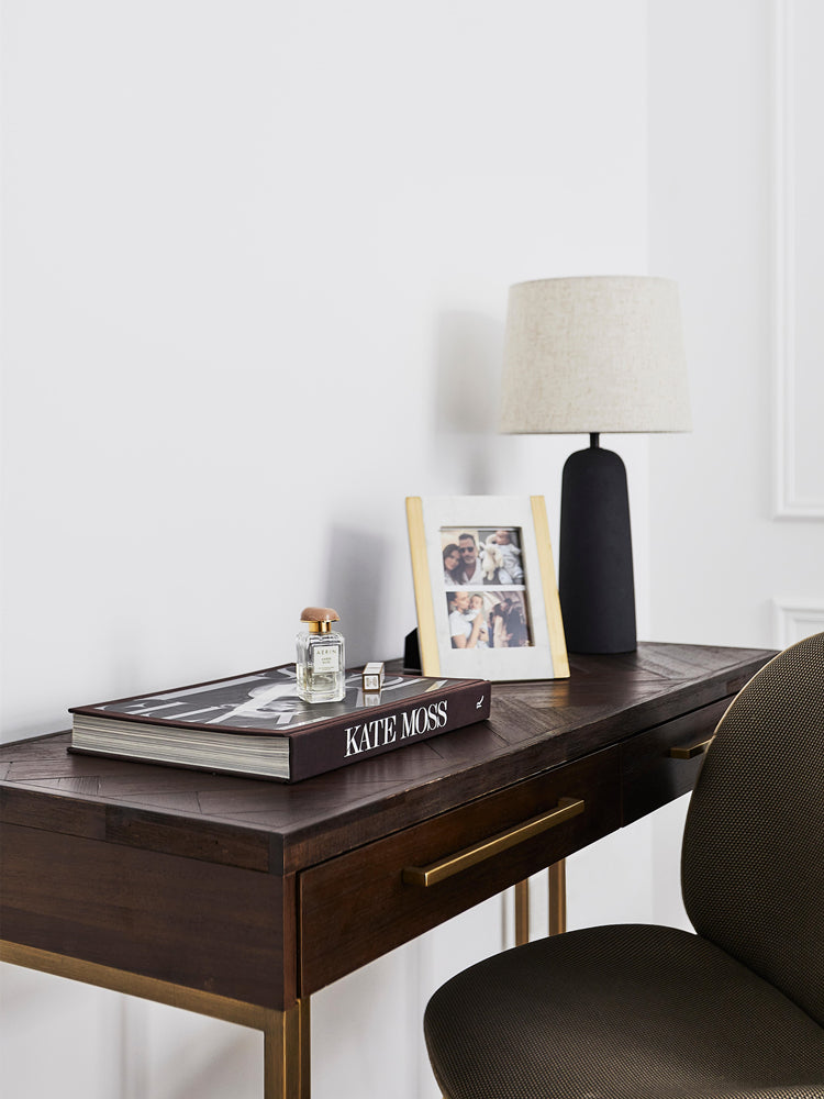 MCKENNA Herringbone Console Table / Writing Table /Dressing Vanity Table Solid Wood