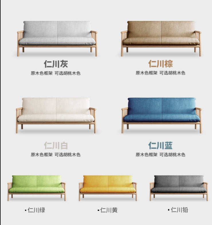 LAYLA Scandinavian Sofa Solid Wood Japanese-style ( Choose From 4 Size, 7 Color )