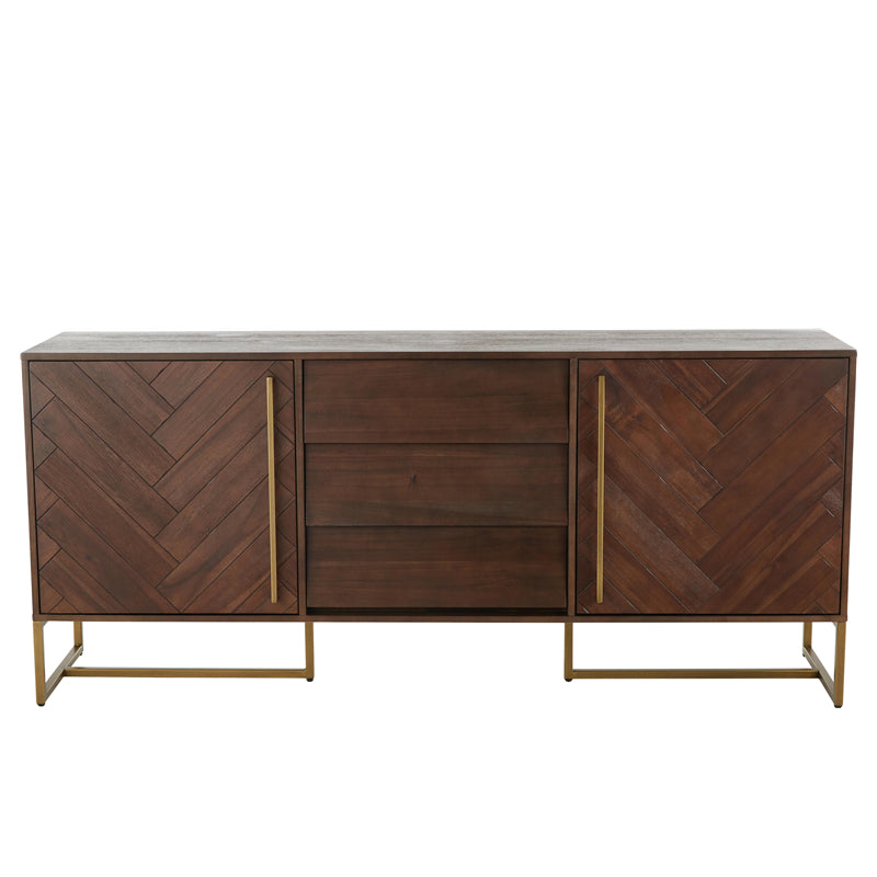 DELANEY Herringbone Solid Wood American Ash Acacia Sideboard Buffet Cabinet