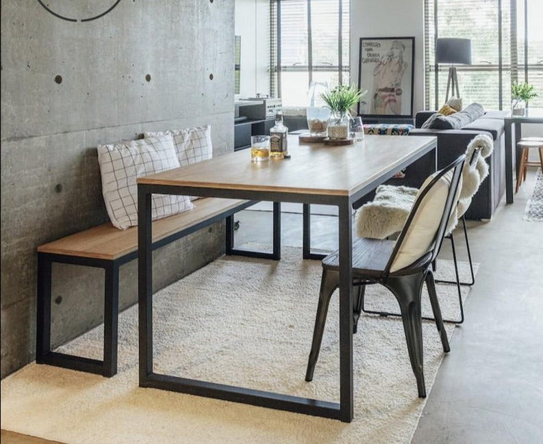 WAREHOUSE SALE Elliott Dining Table American Solid Wood Scandinavian Nordic Retro and Chair / Bench ( Discount Price $ 289 )