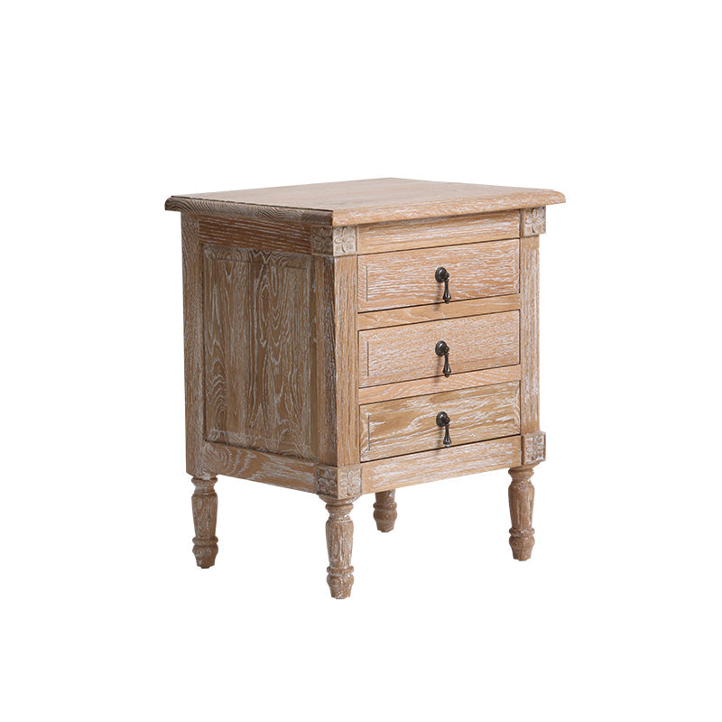 EZEKIEL American French Country Bedside Table 3 Drawers ( Select from 3 Color )