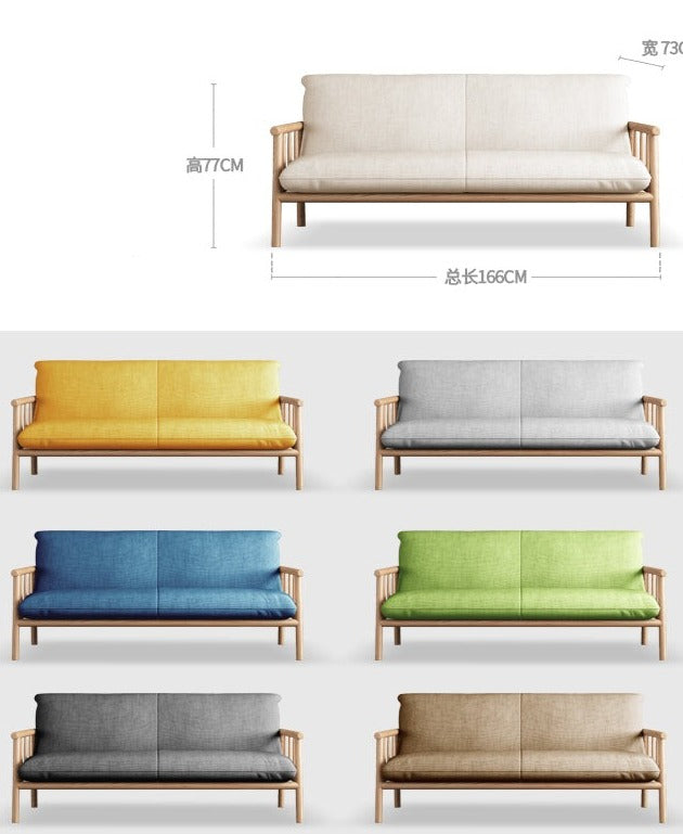 LAYLA Scandinavian Sofa Solid Wood Japanese-style ( Choose From 4 Size, 7 Color )