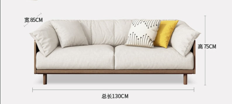 ELLIE Scandinavian Sofa Japanese Nordic Style Full Wood Frame 90 to 260 cm   ( 1, 2 3 Seater, Choice of 6 Size, 5 Color )