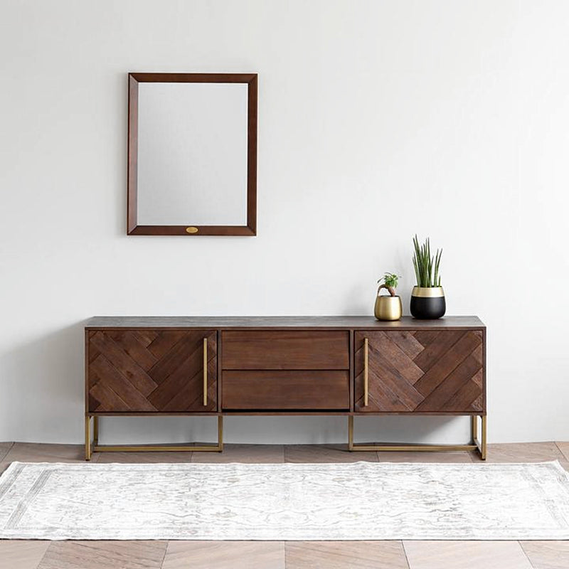 ZOE Herringbone American Ash Acacia Wood TV Console Nordic Retro Solid Wood