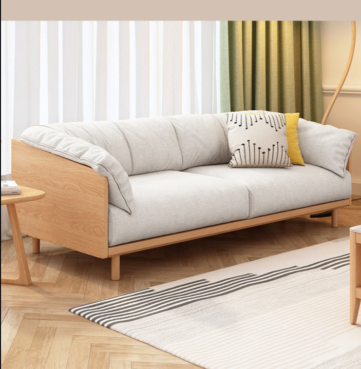 ELLIE Scandinavian Sofa Japanese Nordic Style Full Wood Frame 90 to 260 cm   ( 1, 2 3 Seater, Choice of 6 Size, 5 Color )