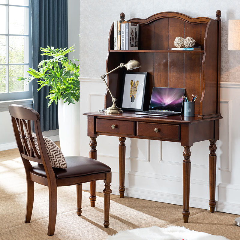 ABEL Writing Desk Solid Wood With Bookshelf Display