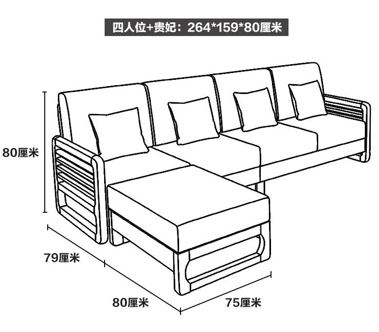 ARIA Luxury Scandinavian Sofa Solid Wood Nordic Style ( Walnut / Natural Color , 10 Combination Set )