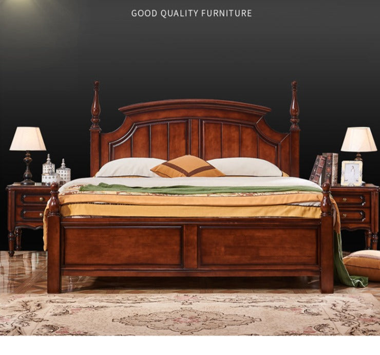 DAISY Boston Hilton Bed with carvings ( Mahogany Colour )