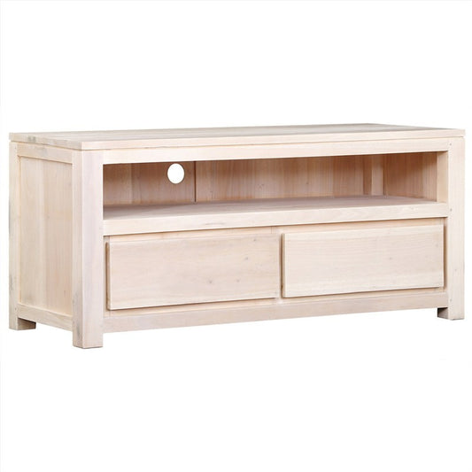 Naples Solid Timber Bottom Drawer TV Unit, 120cm, White Wash SFS638EU-002-TA-WS