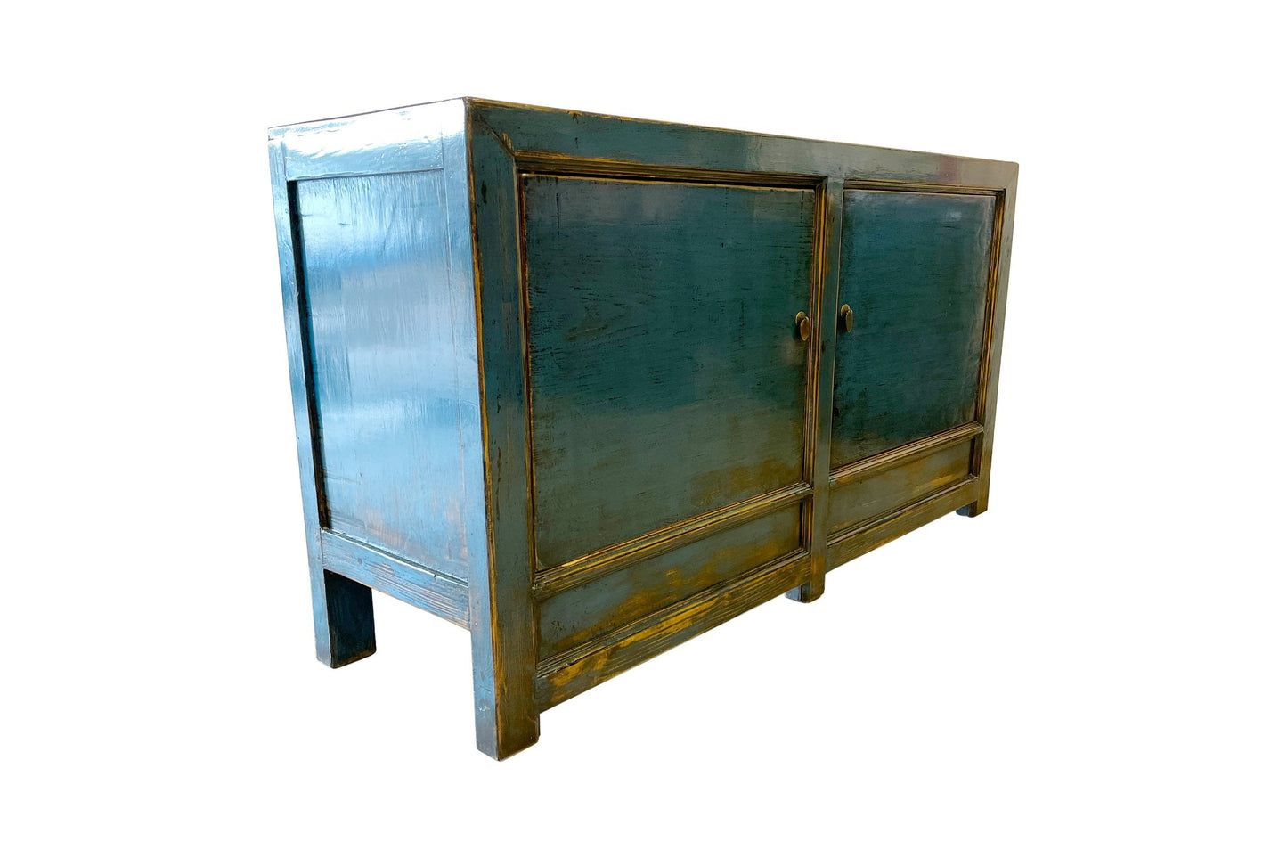 李 Li Blue 2 Door Sideboard. New, Reclaimed Pine Wood