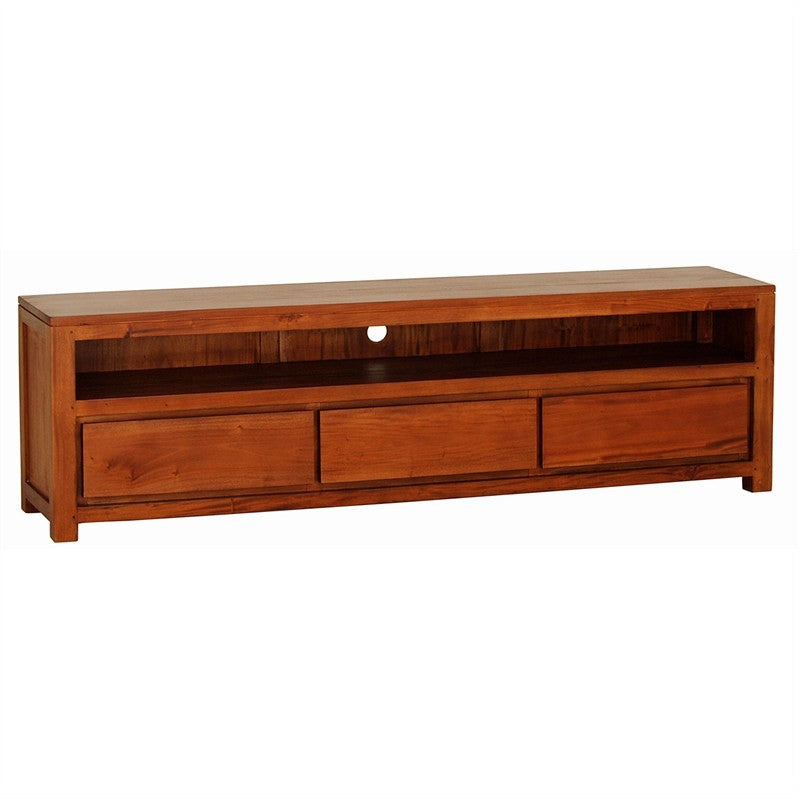 Naples Solid Teak Timber 3 Drawer 190cm TV Unit Console - Light Pecan SFS639SB-003-TA-LP_1