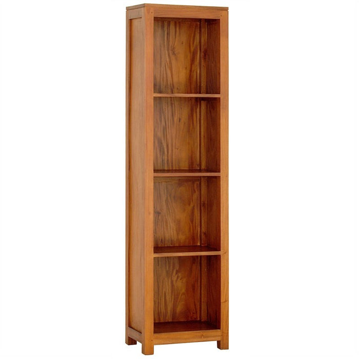 Naples Solid Teak Timber Slim Bookcase - Light Pecan SFS638BC-000-TA-LP