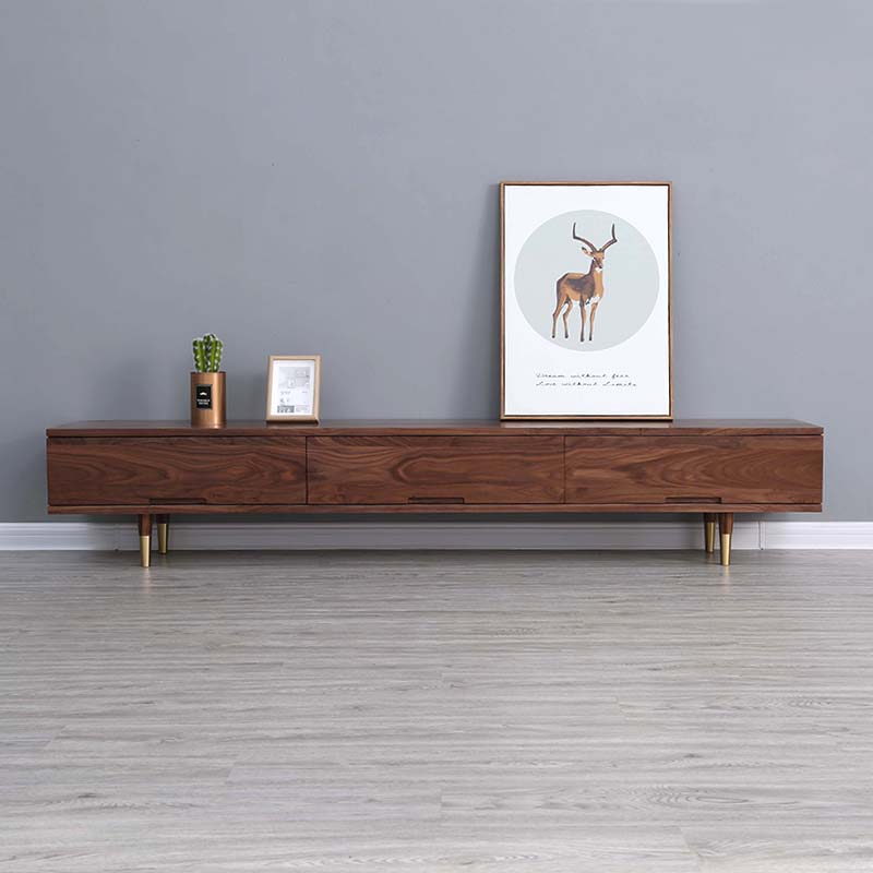 Phoebe RITZ TV Console Solid Wood Cabinet Modern Minimalist Walnut Colour