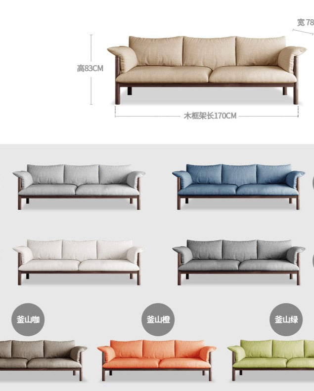 GRACE Nordic Japanese Design Sofa Solid Wood ( Choice of 6 Size, 8 Fabric Color )