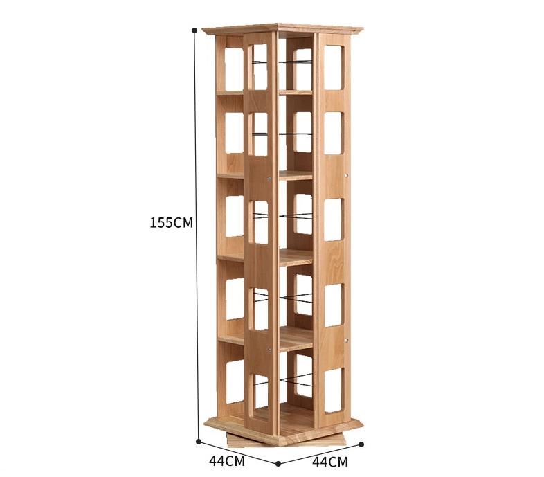 JOSEPH Full Solid Wood Rotating Bookshelf 360 Degree