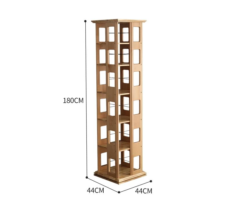 JOSEPH Full Solid Wood Rotating Bookshelf 360 Degree