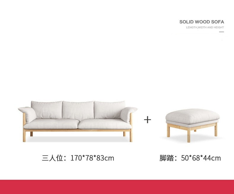 GRACE Nordic Japanese Design Sofa Solid Wood ( Choice of 6 Size, 8 Fabric Color )