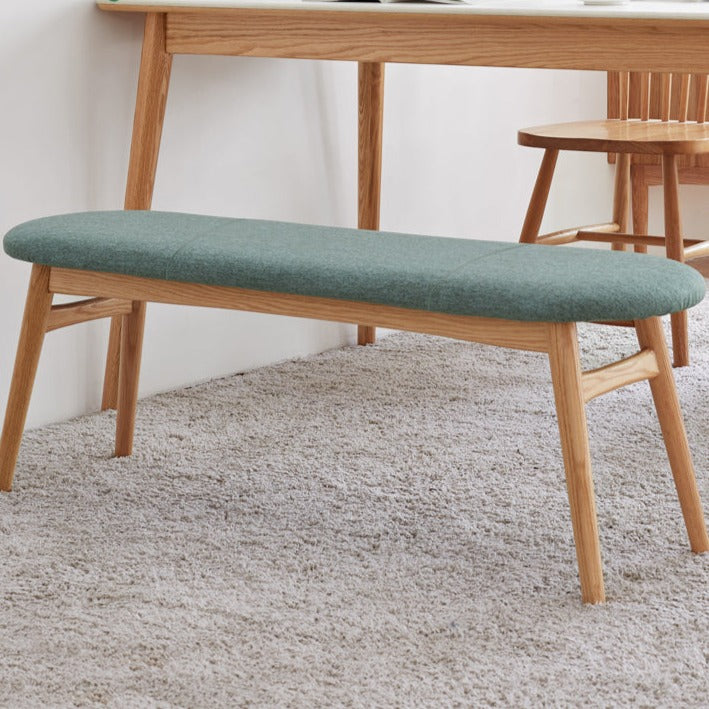 LYRIC BELAIR Solid Wood Bench Nordic Oak Washable Cushion Fabric