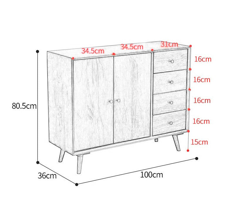 AUBREE HYATT Chest Drawer Nordic Bedroom American Hardwood Buffet