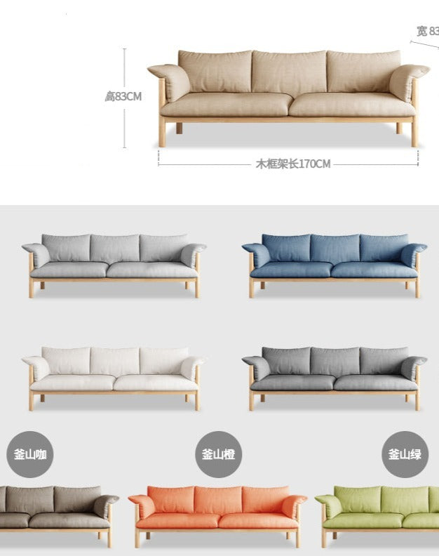 GRACE Nordic Japanese Design Sofa Solid Wood ( Choice of 6 Size, 8 Fabric Color )