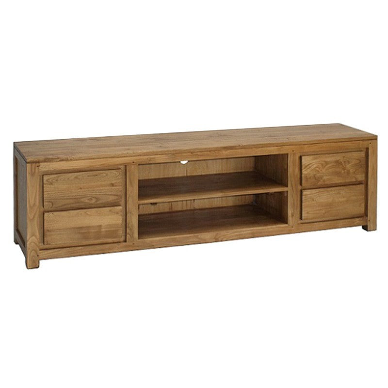 Naples Solid Timber 4 Drawer TV Unit, 200cm, Teak SFS638SB-004-TA-200-NT