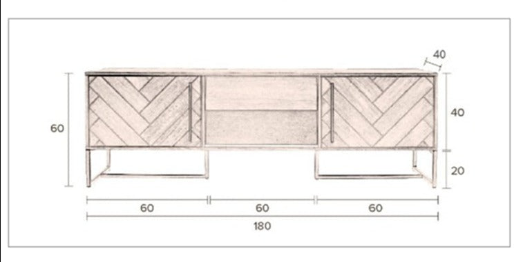 ZOE Herringbone American Ash Acacia Wood TV Console Nordic Retro Solid Wood