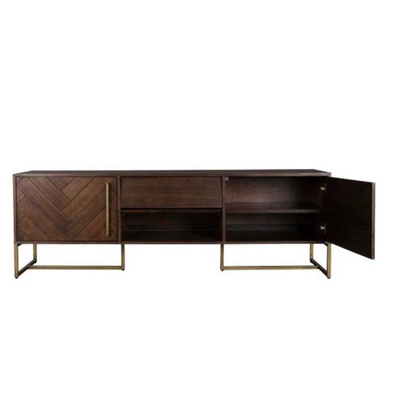 ZOE Herringbone American Ash Acacia Wood TV Console Nordic Retro Solid Wood